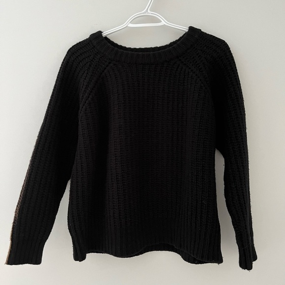 Ganni 100% Wool Black Ribbed Crew Neck Sweater XS - Picture 2 of 6